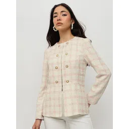 HOUSE OF S Women Checked Long Sleeves Open Front Jacket-picture-22