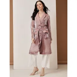 HOUSE OF S Women Metallic Tailored-Fit Double-Breasted Trench Coat-picture-23