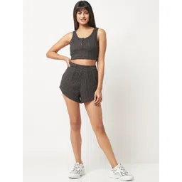 HOUSE OF S Women Woven Designed Striped Top With Shorts Co-Ords-picture-40