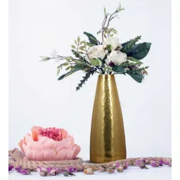 house of sajja Golden Finish Vase In Hammered Finish-picture-31