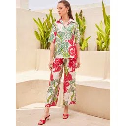 House of Sal Cazo Printed Three-Quarter Sleeves Shirt With Palazzo Co-Ords-picture-13