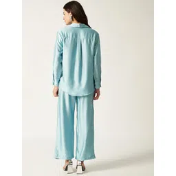 House of Sal Embroidered Satin Shirt With Trouser Co-Ords image 4