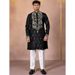House Of Sanskruti Men Flared Sleeves Jacquard Handloom Kurta-picture-31