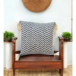 house of silko Blue Cotton Zig Zag 16x16 inches Cushion Covers-picture-28