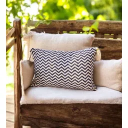 house of silko Blue Cotton Zig Zag 18x12 inches Cushion Covers-picture-16