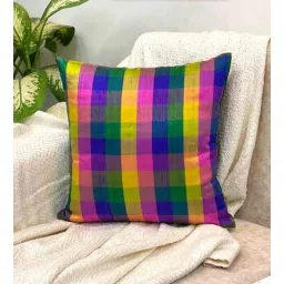 house of silko Multicolor Geometric Silk 16 x 16 Inches Cushion Cover-picture-29