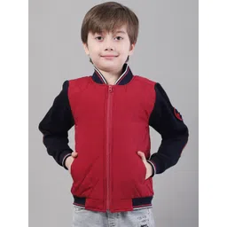 HOUSE OF VEDAS Boys Washed Colourblocked Lightweight Varsity Jacket-picture-19