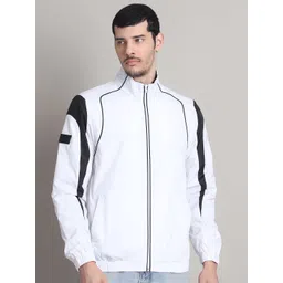 HOUSE OF VEDAS Men Mock Collar Striped Windcheater Bomber Jacket-picture-38