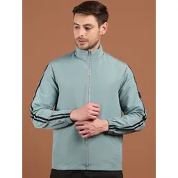 HOUSE OF VEDAS Men Stand Collar Solid Windcheater Sporty Jacket-picture-23