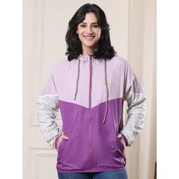 HOUSE OF VEDAS Women Hooded Colourblocked Windcheater Sporty Jacket-picture-37
