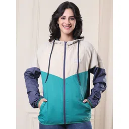 HOUSE OF VEDAS Women Hooded Colourblocked Windcheater Sporty Jacket-picture-16