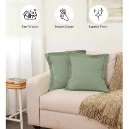 house this Green Cotton Solid 16x16 inches Cushion Covers (Pack of 2) image 5