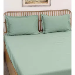 Green Solid 600 TC Cotton 1 Double Bedcover with 2 Pillow cover by House This-picture-16