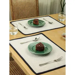 House This 2-Pcs Ivory & Black Textured Table Placemats-image-33