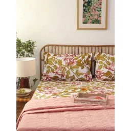 House This Amra Solid Pink 180 TC Cotton Single Bed Sheet Set with 1 Pillow Cover-image-25