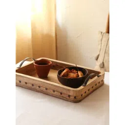House This Ayat Brown & Black Wooden Serving Tray - Set of 1-picture-22