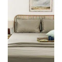 House This Beige Cotton 400 TC Queen Bedsheet Set 2.74 m x 2.29 m-picture-41
