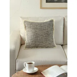 House This Black & White Self Design Cotton Square Cushion Cover-image-17