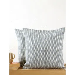 House This Blue & Off White Set of 2 Checked Square Cushion Covers-picture-18