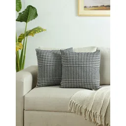 House This Blue & White Set of 2 Checked Square Cushion Covers-picture-28