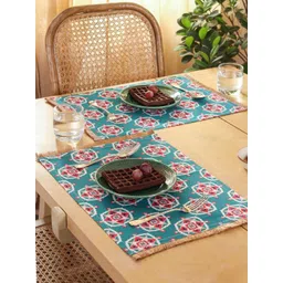 House This Gulshan 2-Pcs Teal - Blue & White Printed Table Placemats-image-38