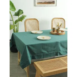 House This Herringbone Green Self Design Rectangle Cotton 4-Seater Table Cover-picture-31