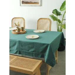 House This Herringbone Green Self Design Rectangle Cotton 4-Seater Table Cover-picture-32
