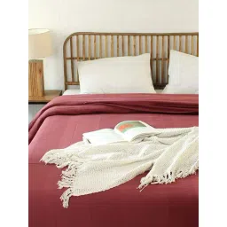 House This Herringbone Maroon Cotton Single Duvet Cover-picture-29