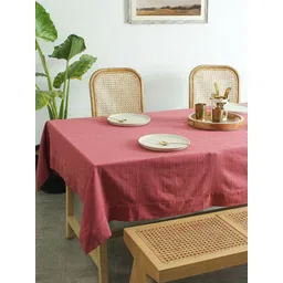 House This Herringbone Maroon Self Design Rectangle Cotton 4-Seater Table Cover-picture-33
