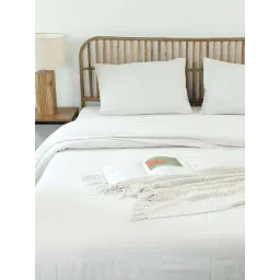House This Herringbone White Cotton Double Duvet Cover-picture-16