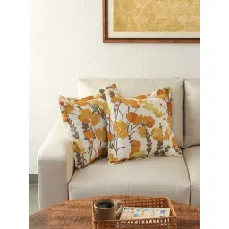 House This Himalayan Poppies Yellow Cotton Cushion Covers - Set of 2-picture-14
