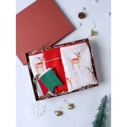 House This Jolly Reindeer White & Red Cotton Cushion Cover Set-picture-15