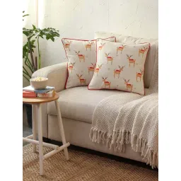 House This Jolly Reindeer White & Red Cotton Cushion Covers-image-23