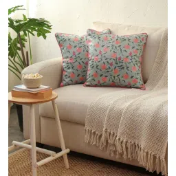 house this Multicolor 100% Cotton Floral 16x16 inches Cushion Covers (Set of 2)-picture-36