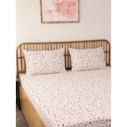 House This Nukt Dots Red Cotton Single Bed Sheet with Pillow Cover-image-15