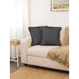 House This Pepper Grey 2-Pieces Cotton Square Cushion Covers-picture-39