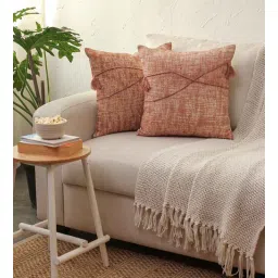 house this Pink 100% Cotton Solid 16x16 inches Cushion Covers (Set of 2)-picture-18