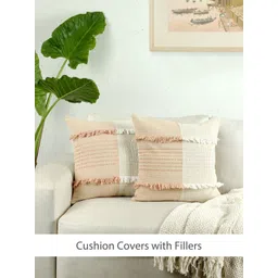 House This Pink & White Set of 2 Checked Square Cushion Covers-image-14