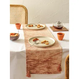 House This Pink Self Design Cotton Rectangular Table Runner-image-3