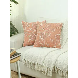 House This Rust Set of 2 Floral Square Cushion Covers-picture-25