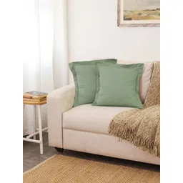 House This Sage Green 2-Pieces Cotton Square Cushion Covers-picture-11