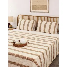House This Shivalik Brown 150 TC Cotton Double Bedcover with 2 Pillow Covers-picture-43