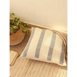 House This Shivalik Navy Blue & Cream-Coloured Striped Cotton Square Cushion Cover-picture-15