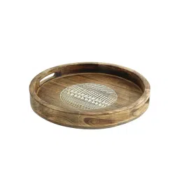 House This Soraha Brown Wood Round Tray image 2