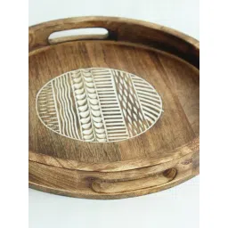 House This Soraha Brown Wood Round Tray image 3