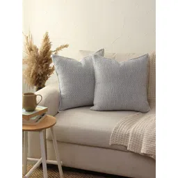 House This Vindhya Blue & White 2 Pieces Checked Cotton Square Cushion Covers-picture-18