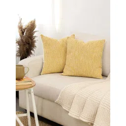 House This Vindhya Yellow Cotton Cushion Covers - Set of 2 image 1