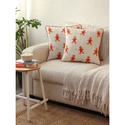 House This White & Orange Set of 2 Cartoon Characters Square Cushion Covers-picture-24