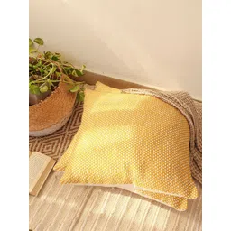 House This Yellow & Off White Set of 2 Checked Square Cushion Covers-picture-16