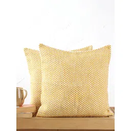 House This Yellow & Off White Set of 2 Checked Square Cushion Covers-picture-18